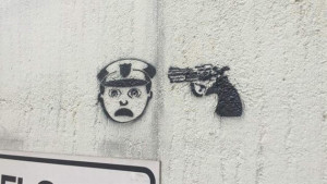 Disturbing Graffiti of Police Officer at Gunpoint Appears Around Houston